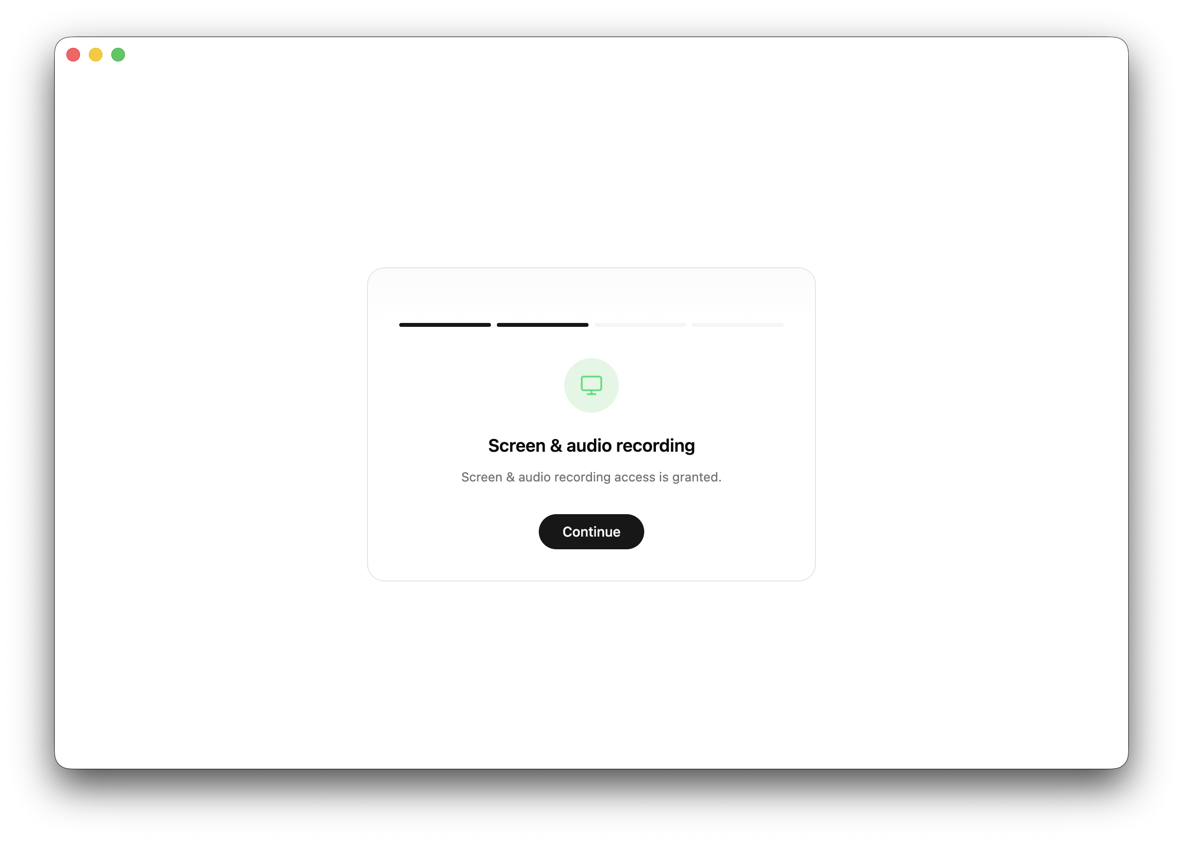 Heizen Meets permissions wizard showing the current permission, its purpose, and the Allow or Open System Settings action