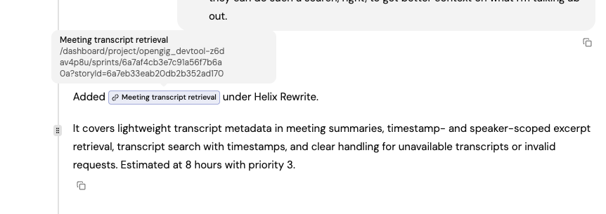 Tooltip on a citation chip showing the source name and destination link